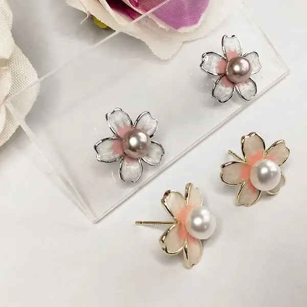 Sakura Blossom Pearl Earrings S925 Silver — feature 9