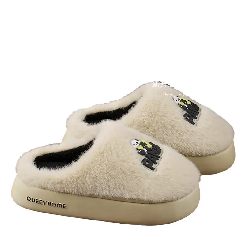 Women Cotton Slippers White Winter Warm Non-Slip - Image 8