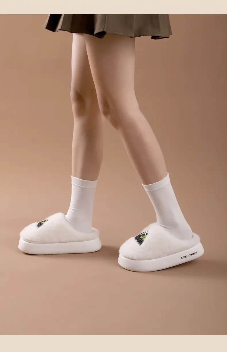 Women Cotton Slippers White Winter Warm Non-Slip — feature 9