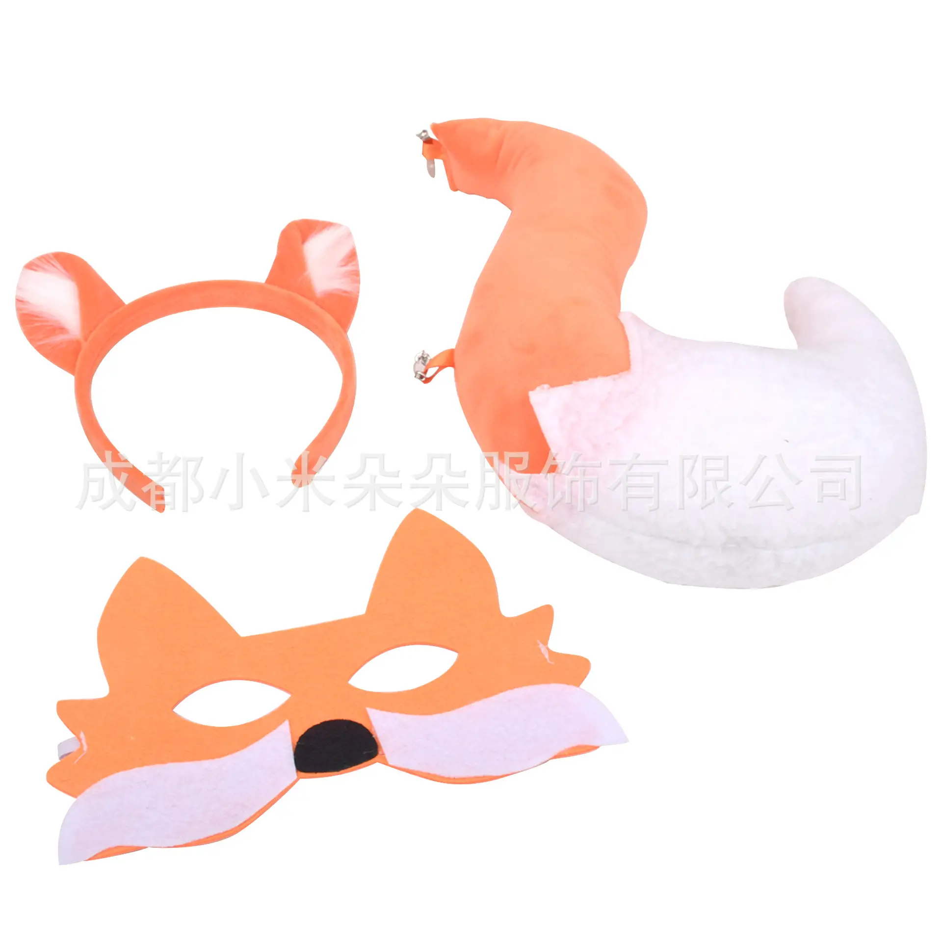 Children's Fox Mask Set with Headband Tail Three-Piece Animal Role Play - Image 3