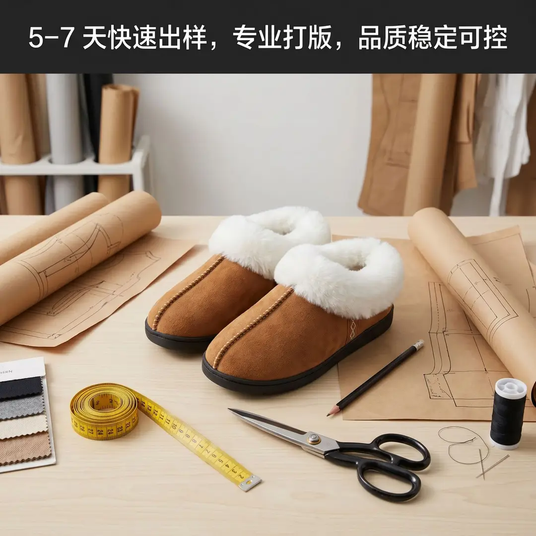 Cross-Border Foreign Trade Winter Indoor Furry Slippers for Women, Home Cotton Slippers, Home Plus Velvet Warm Thick-Soled Slippers