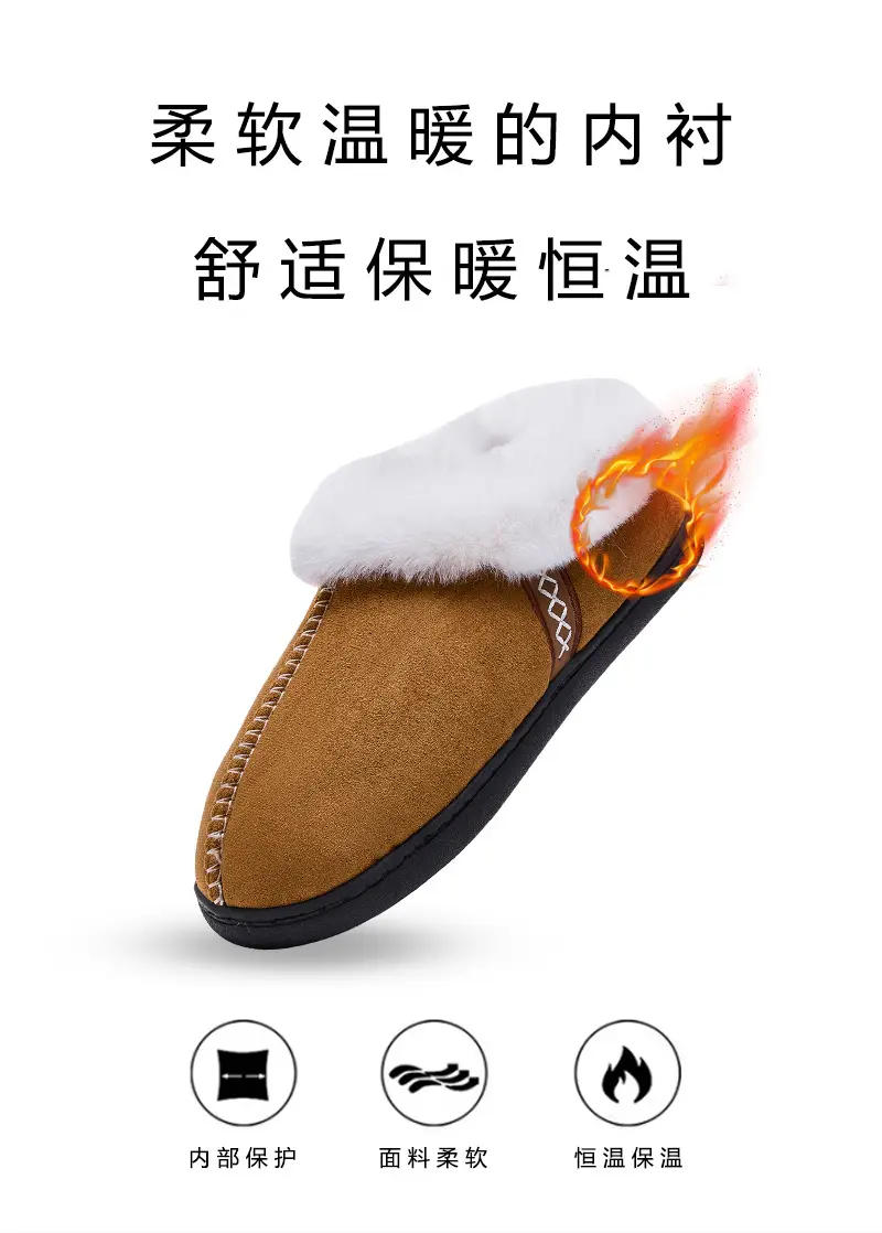 Cross-Border Foreign Trade Winter Indoor Furry Slippers for Women, Home Cotton Slippers, Home Plus Velvet Warm Thick-Soled Slippers — feature 6