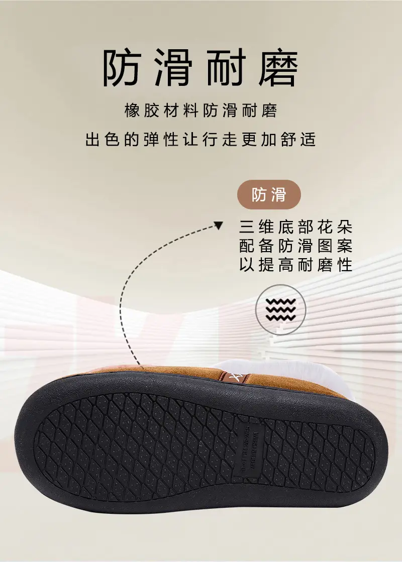 Cross-Border Foreign Trade Winter Indoor Furry Slippers for Women, Home Cotton Slippers, Home Plus Velvet Warm Thick-Soled Slippers — feature 7