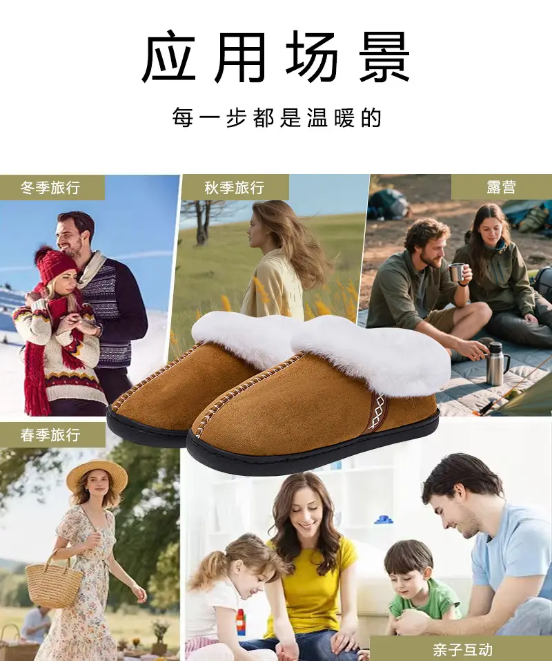 Cross-Border Foreign Trade Winter Indoor Furry Slippers for Women, Home Cotton Slippers, Home Plus Velvet Warm Thick-Soled Slippers — feature 9