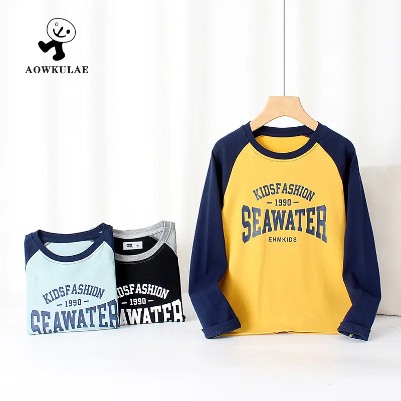 Kids Korean Style Raglan Sleeve T-Shirt Yellow Blue Large - Image 5