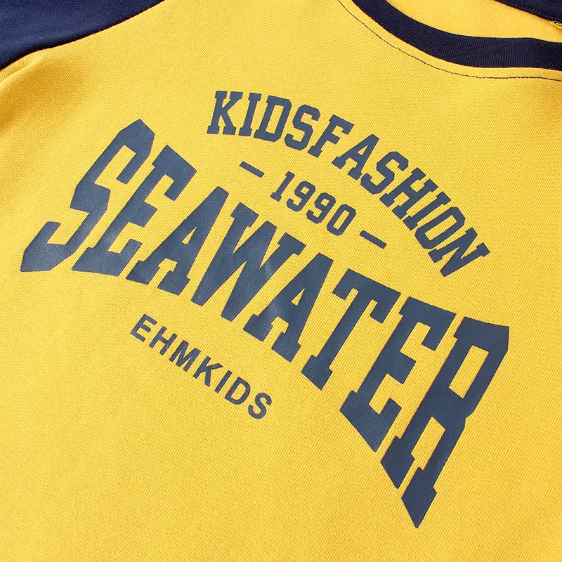 Kids Korean Style Raglan Sleeve T-Shirt Yellow Blue Large - Image 7