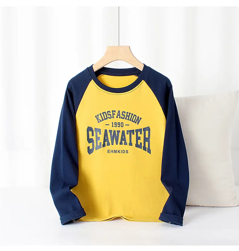 Kids Korean Style Raglan Sleeve T-Shirt Yellow Blue Large — feature 40