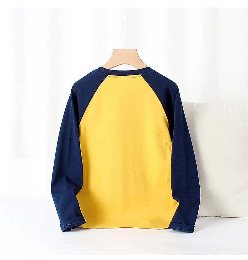 Kids Korean Style Raglan Sleeve T-Shirt Yellow Blue Large — feature 41