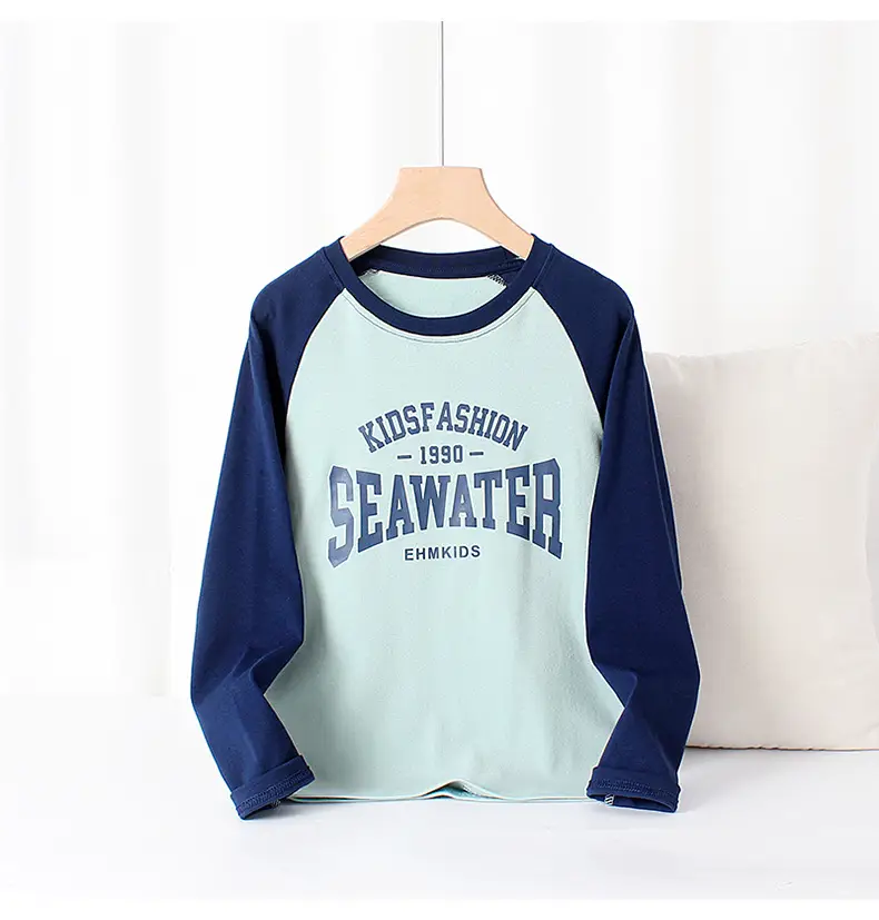 Kids Korean Style Raglan Sleeve T-Shirt Yellow Blue Large — feature 42