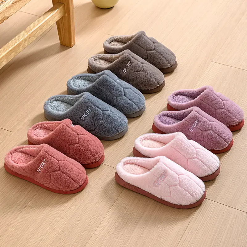 New Style Simple Cotton Slippers Women's Autumn and Winter Outer Wear Cotton Slippers Home Indoor Warm Couple Household Non-Slip Men's Slippers