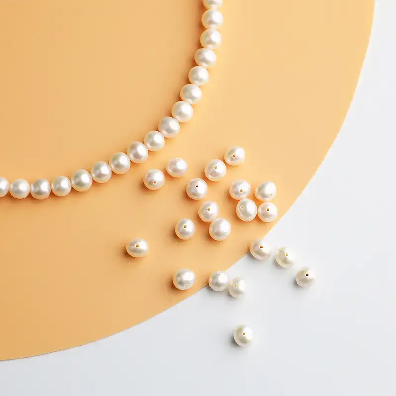 Natural Freshwater Pearl Near Round Beads DIY Bracelet Necklace Woolen Chain Pearl Jewelry Accessories Beads - Image 2