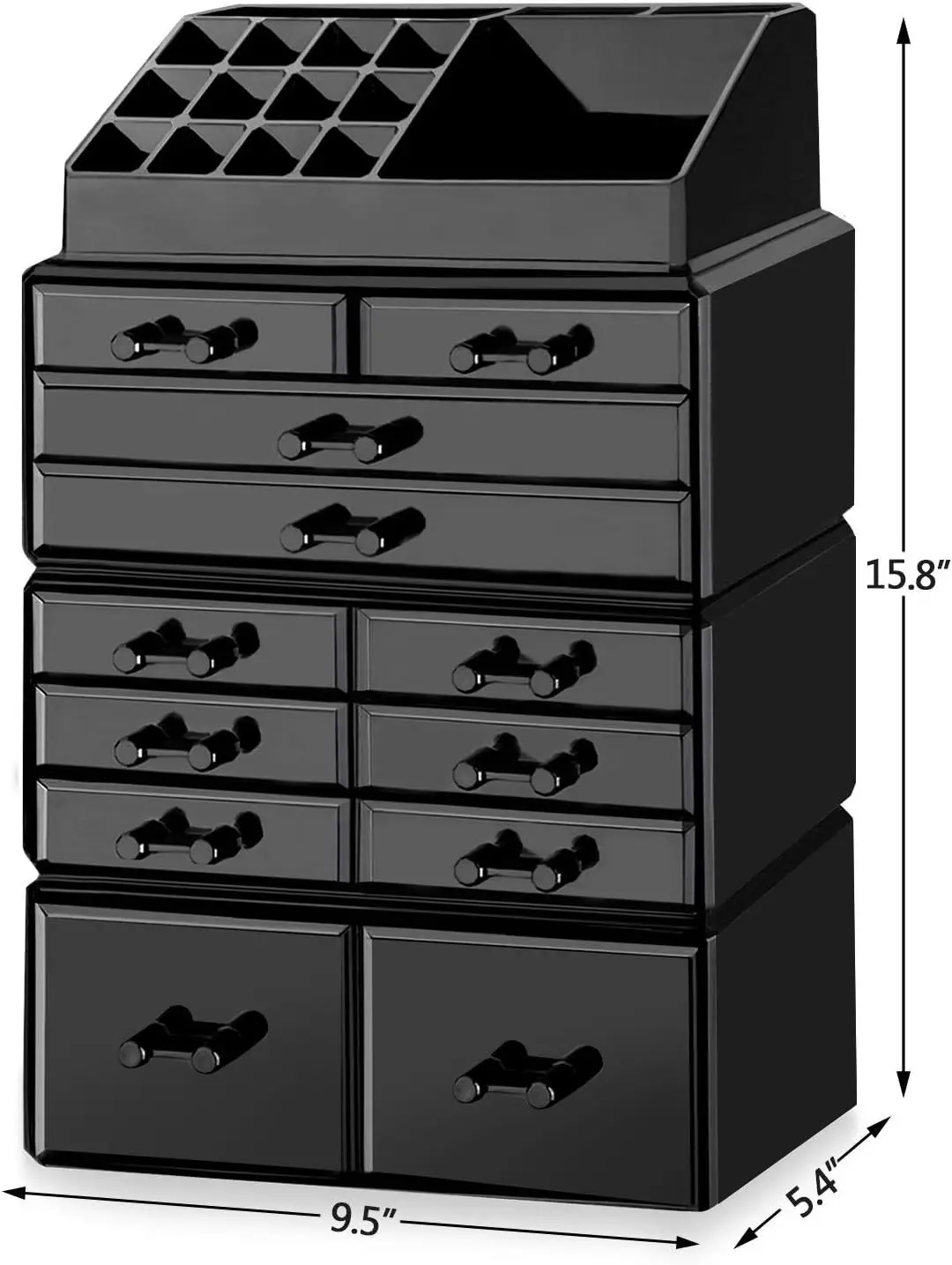 Black Acrylic Makeup Organizer with 12 Drawers β feature 17