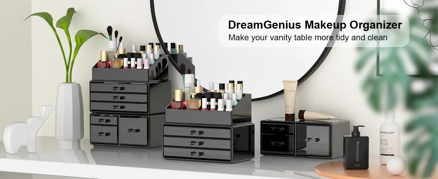 Black Acrylic Makeup Organizer with 12 Drawers β feature 6