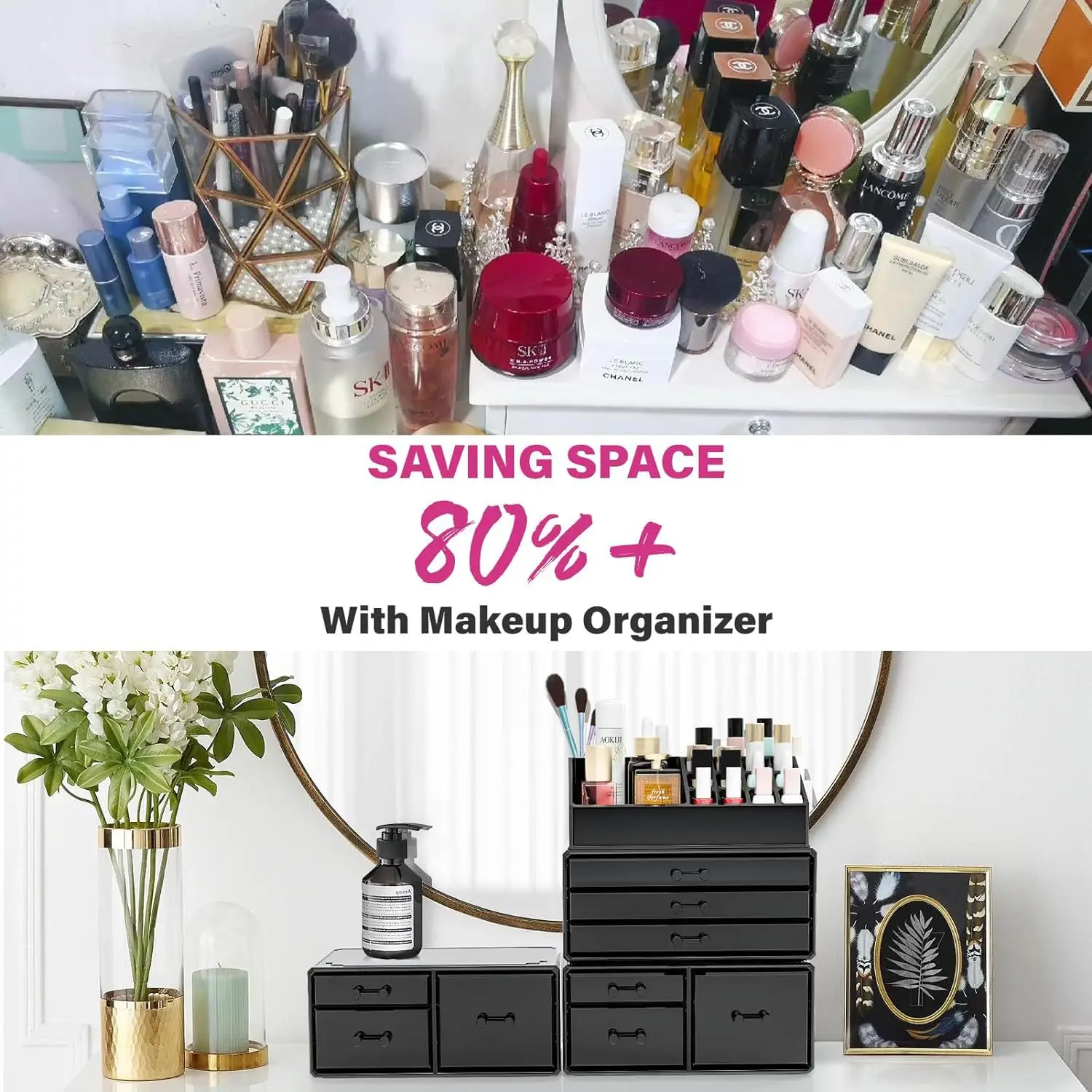 Black Acrylic Makeup Organizer with 12 Drawers β feature 7