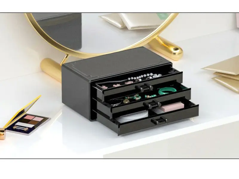 Black Acrylic Makeup Organizer with 12 Drawers