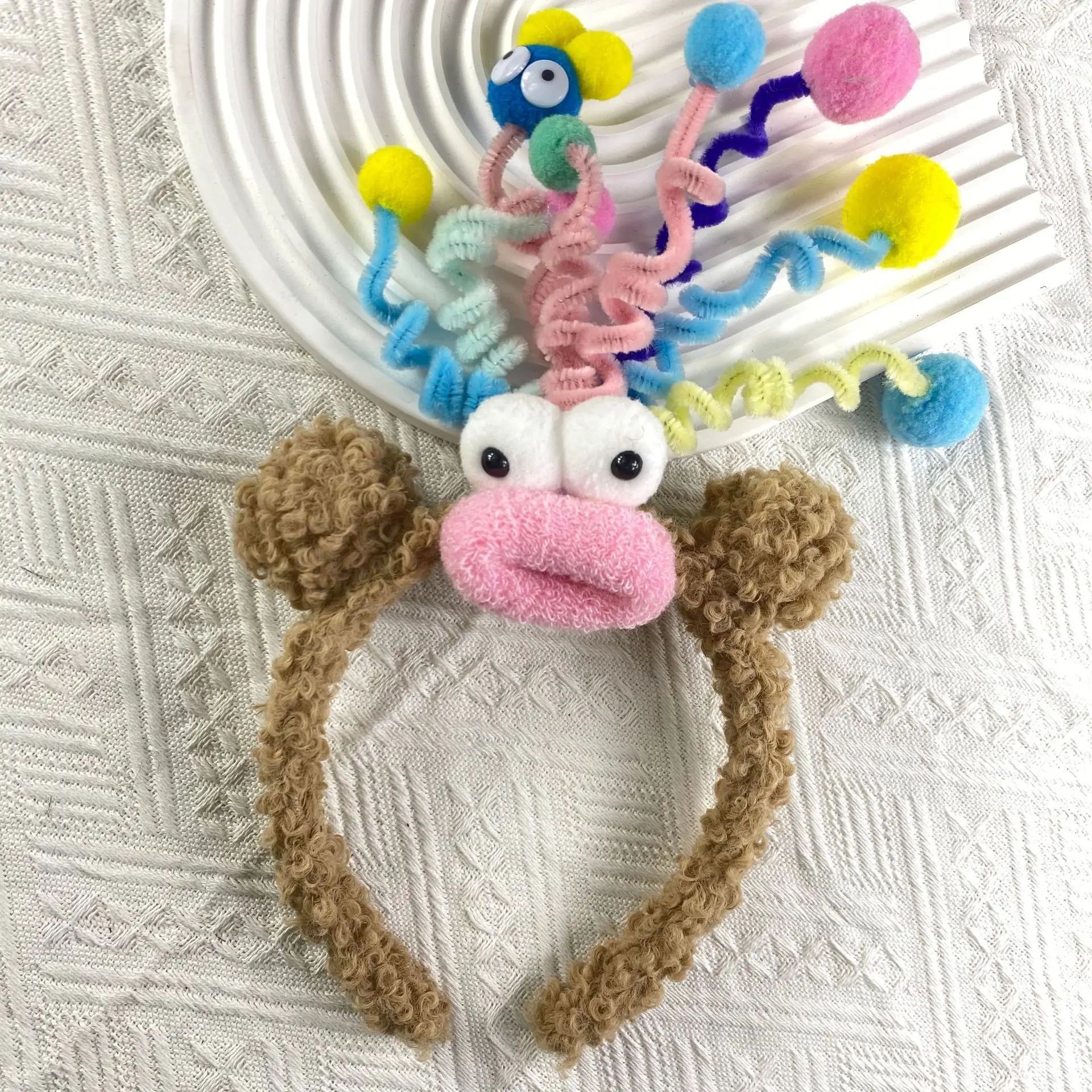 Plush Colorful Headband with Pom Pom Face — feature 29
