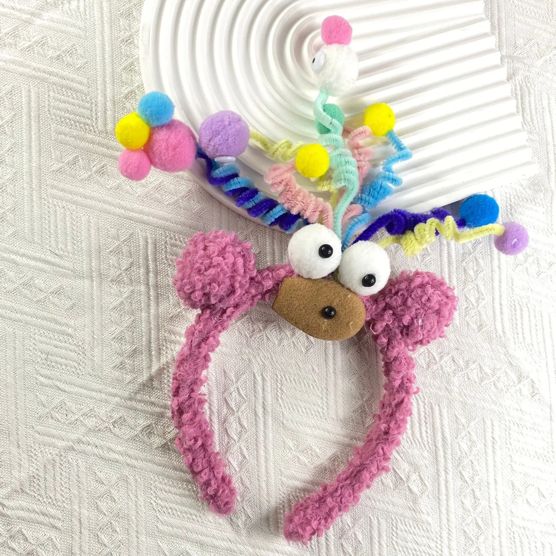 Plush Colorful Headband with Pom Pom Face — feature 30