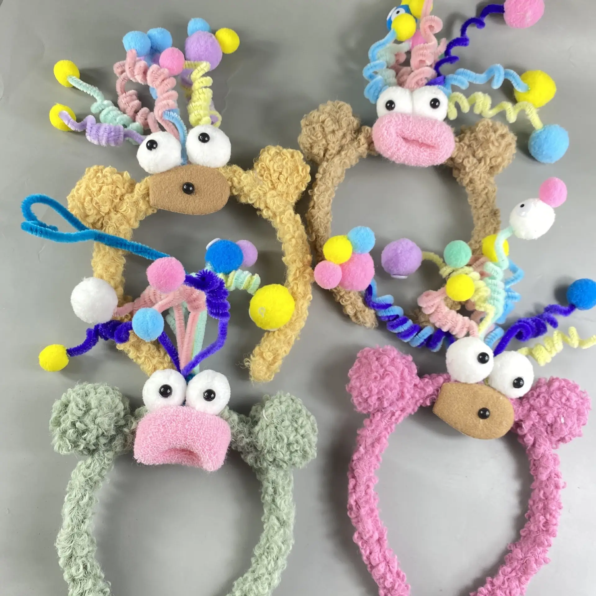 Plush Colorful Headband with Pom Pom Face — feature 33
