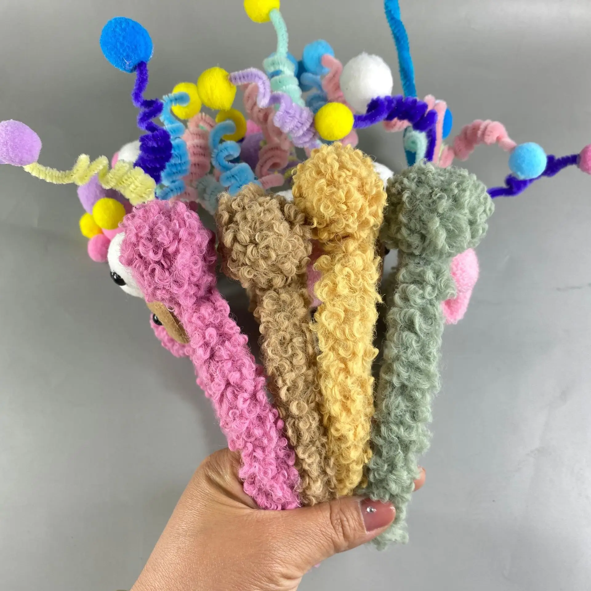 Plush Colorful Headband with Pom Pom Face — feature 35