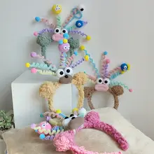 Plush Colorful Headband with Pom Pom Face — feature 7