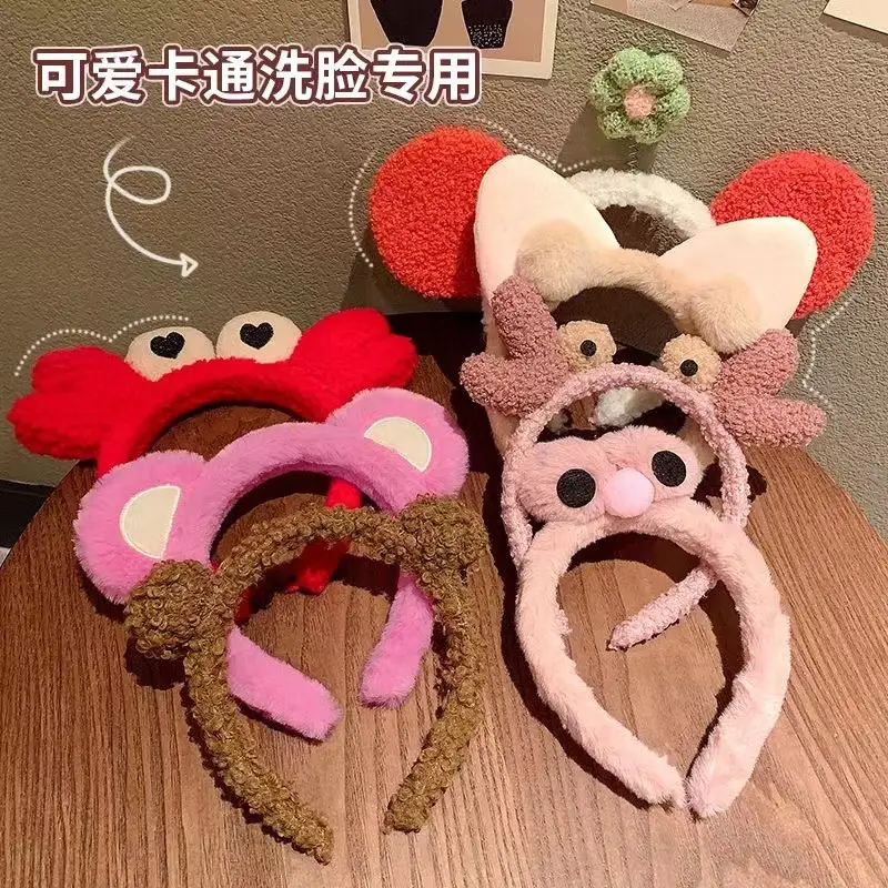 Cute Face Wash Hair Hoop for Women Pink Plush - Image 101