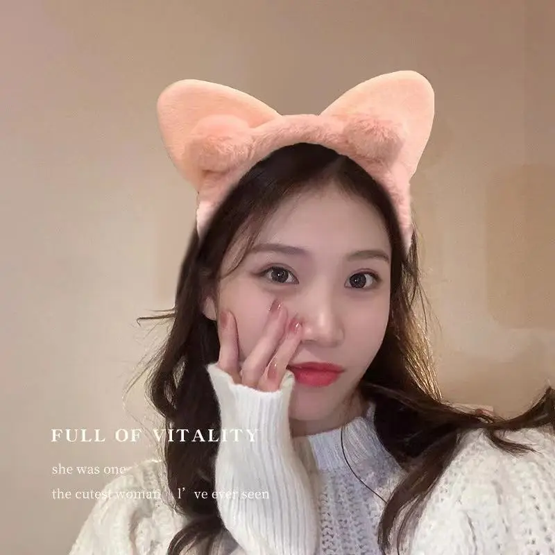 Cute Face Wash Hair Hoop for Women Pink Plush - Image 102