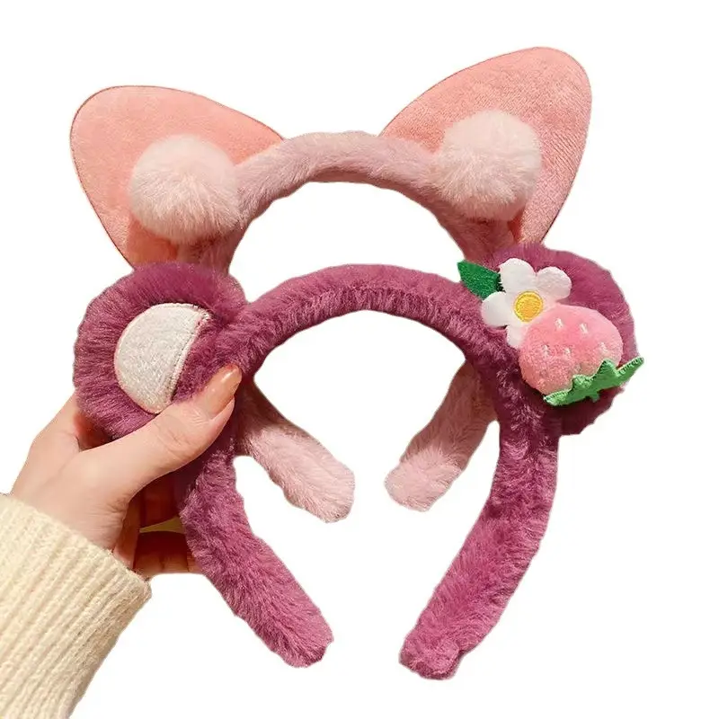 Cute Face Wash Hair Hoop for Women Pink Plush - Image 104