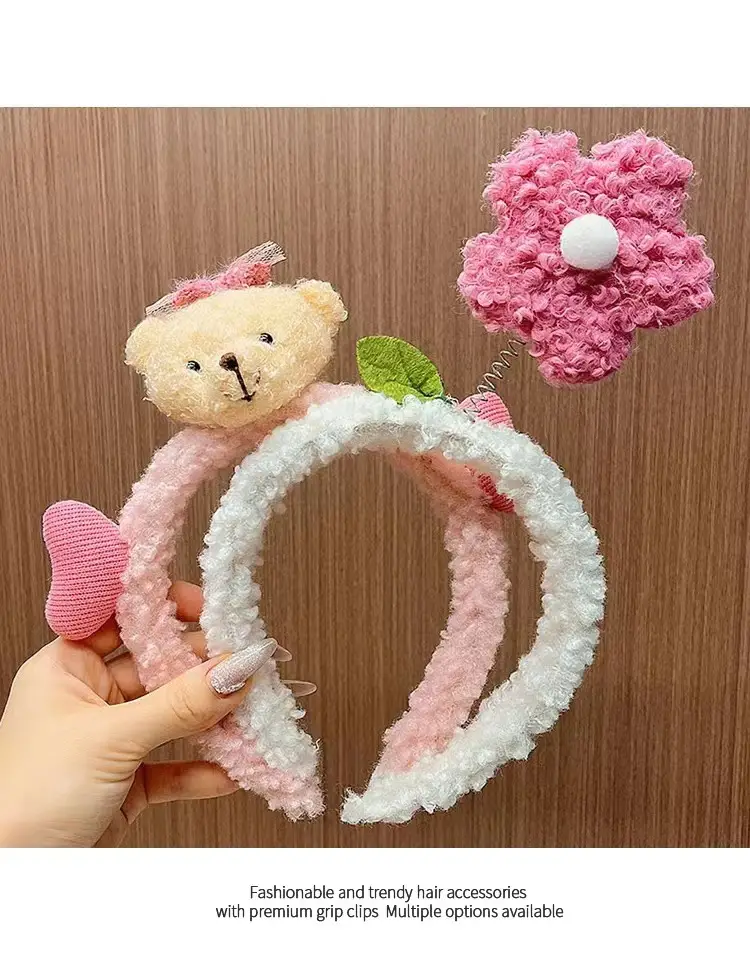 Cute Face Wash Hair Hoop for Women Pink Plush — feature 13