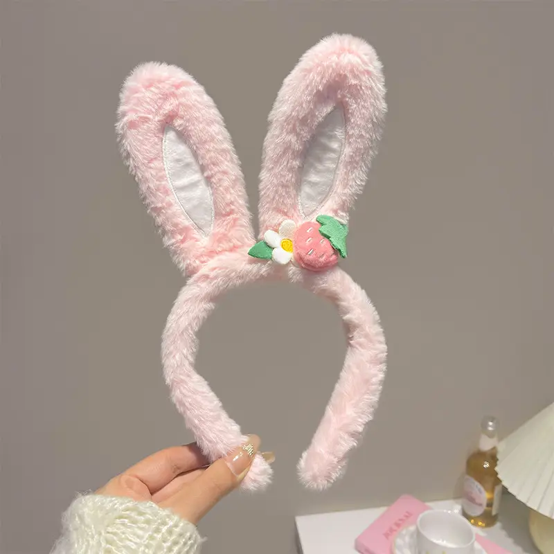 Cute Face Wash Hair Hoop for Women Pink Plush — feature 18
