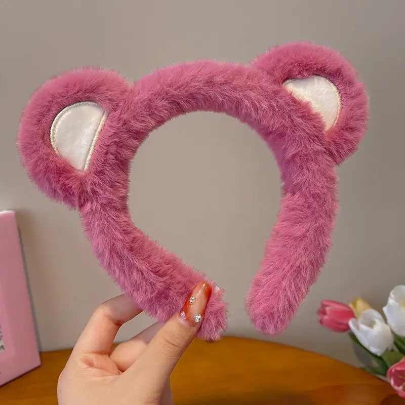 Cute Face Wash Hair Hoop for Women Pink Plush — feature 27