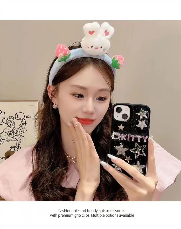 Cute Face Wash Hair Hoop for Women Pink Plush — feature 9