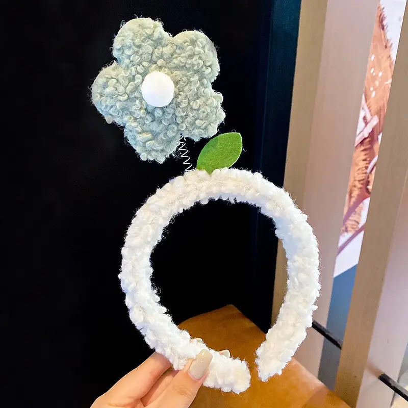 Cute Face Wash Hair Hoop for Women Pink Plush - Image 13