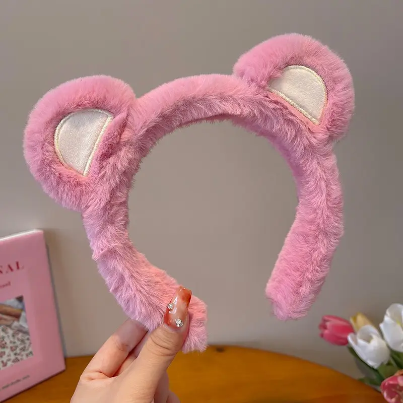 Cute Face Wash Hair Hoop for Women Pink Plush - Image 34