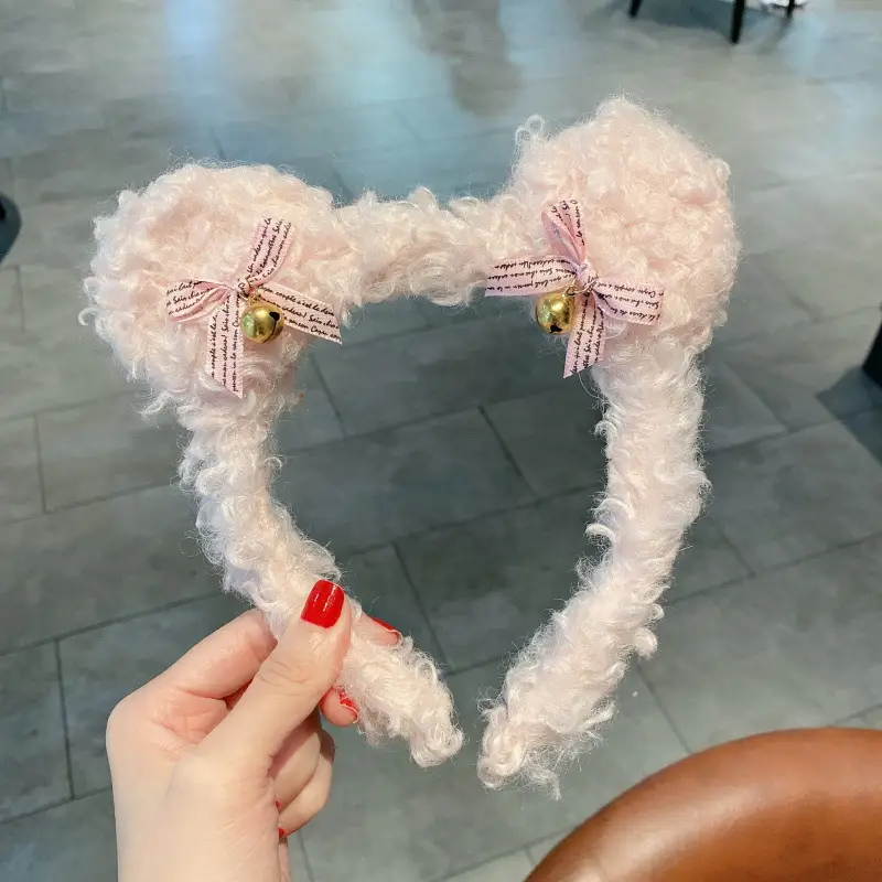 Cute Face Wash Hair Hoop for Women Pink Plush - Image 49
