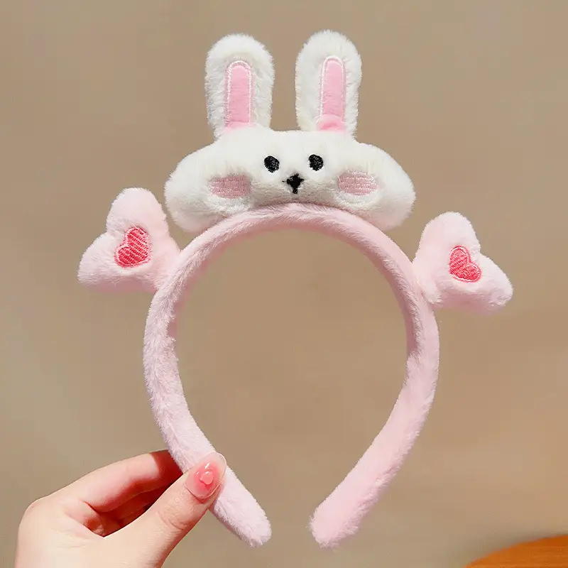 Cute Face Wash Hair Hoop for Women Pink Plush - Image 71