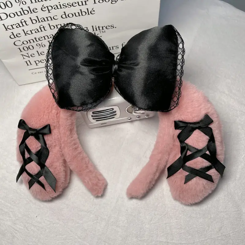 Cute Face Wash Hair Hoop for Women Pink Plush - Image 85