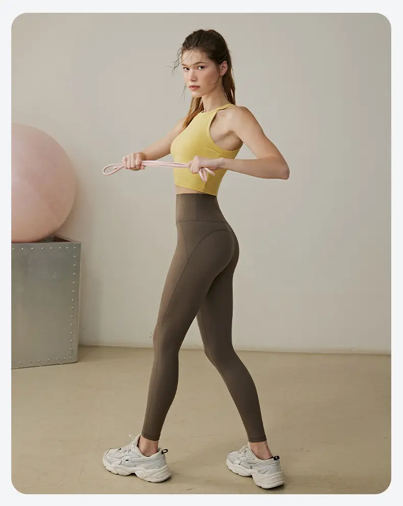 Women Anti-Sagging Yoga Pilates Fitness Bra Yellow Brown — feature 18