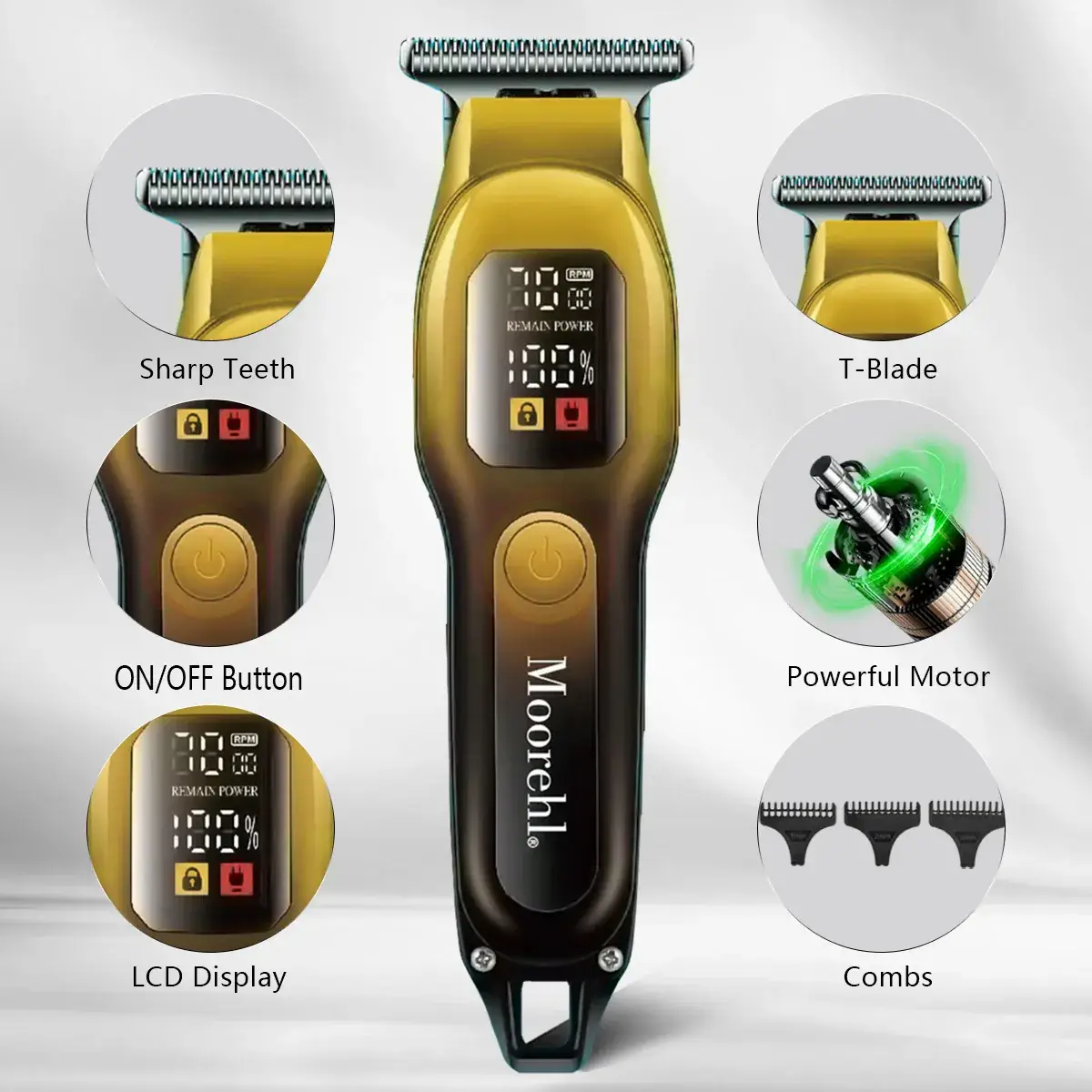 Men's Electric Hair Clipper with 5 Blades & Charging Light - Image 4