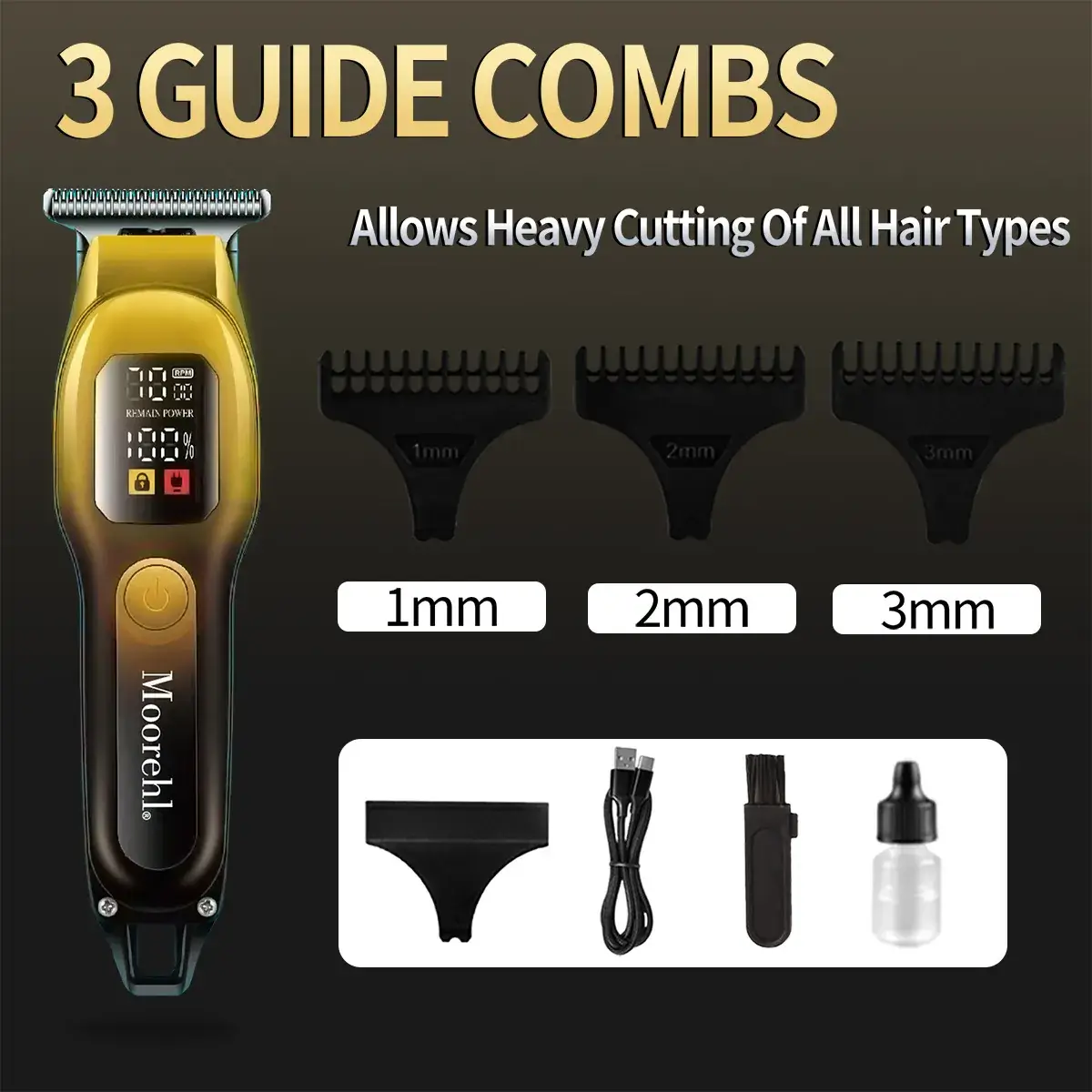 Men's Electric Hair Clipper with 5 Blades & Charging Light — feature 4