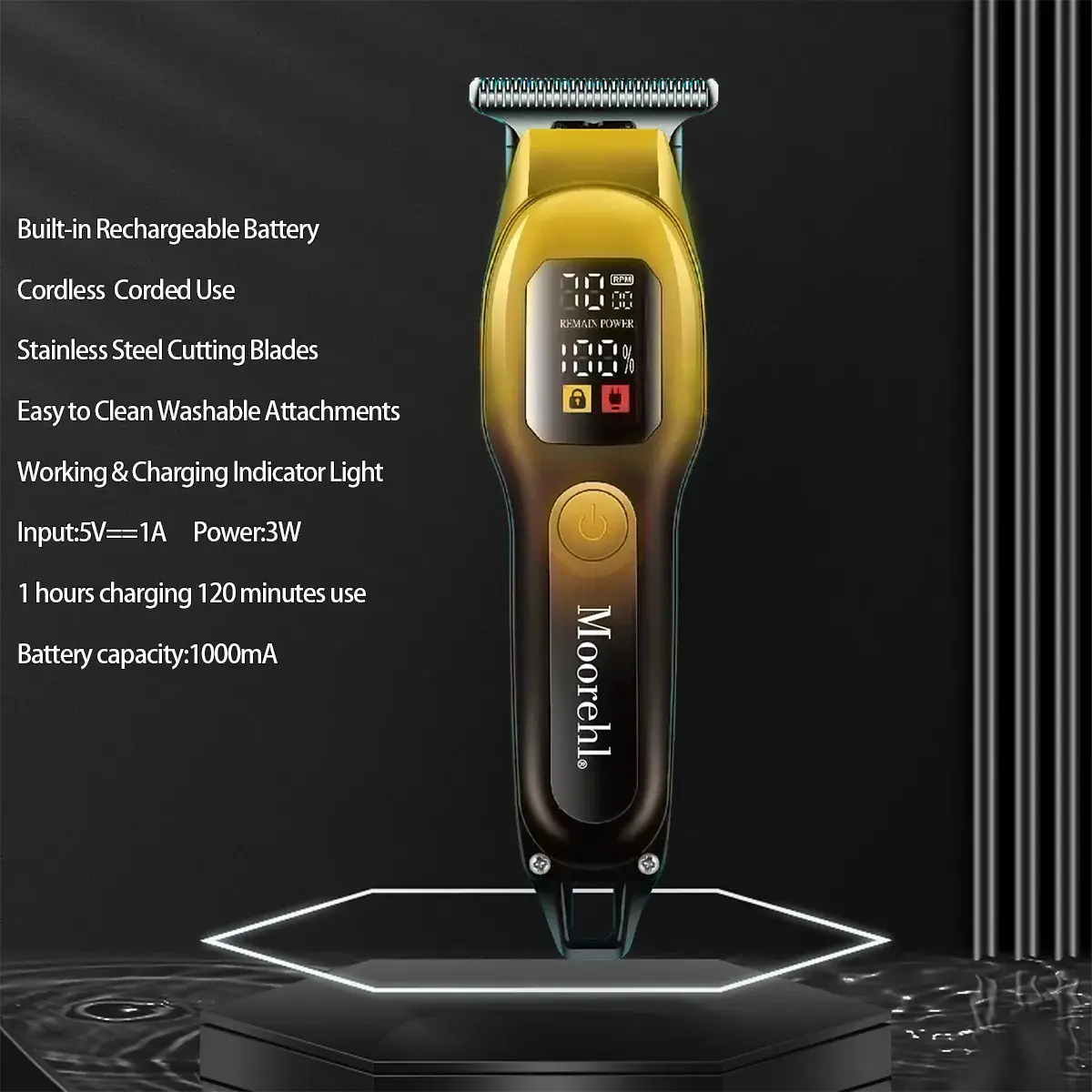 Men's Electric Hair Clipper with 5 Blades & Charging Light — feature 7