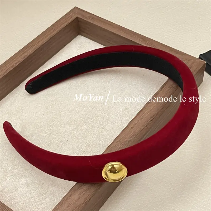 Red Flocking Headband for Women with Gold Label — feature 27