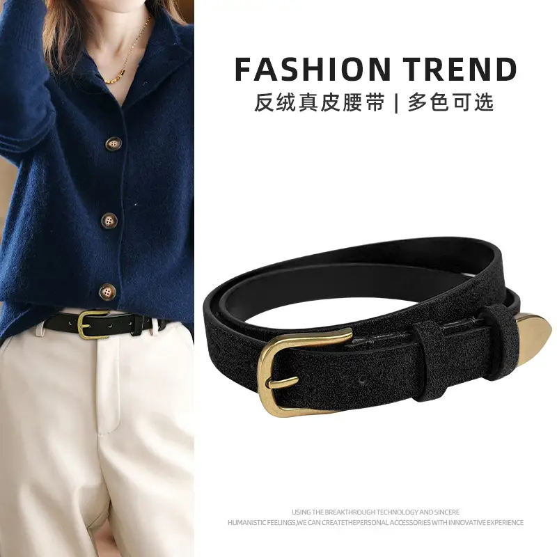 Women's Anti-Velvet Belt with Gold Buckle - Image 9
