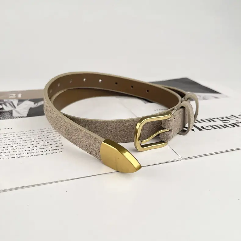 Women's Anti-Velvet Belt with Gold Buckle — feature 22