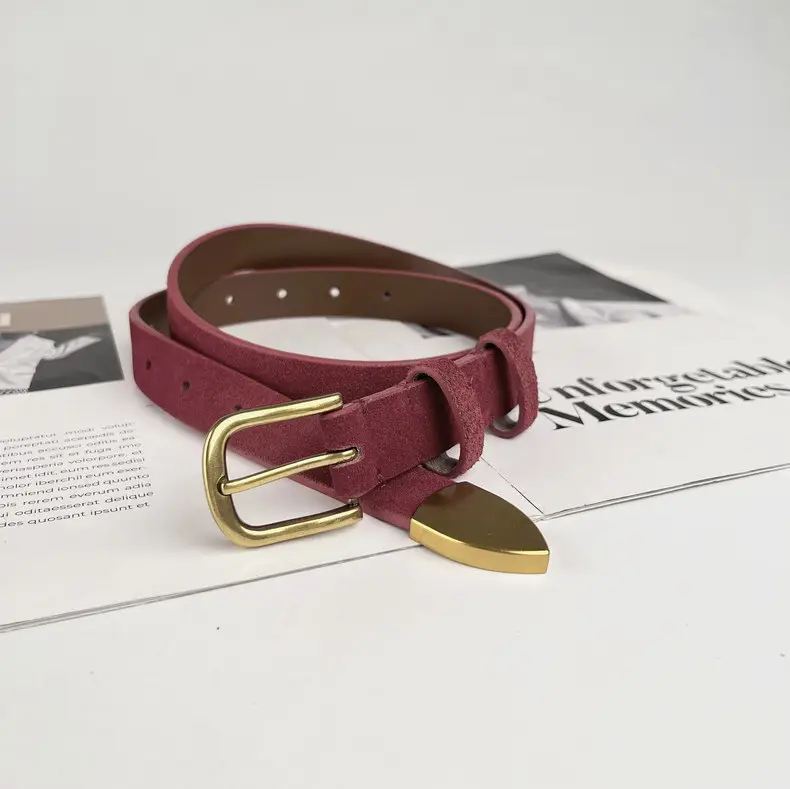 Women's Anti-Velvet Belt with Gold Buckle — feature 23
