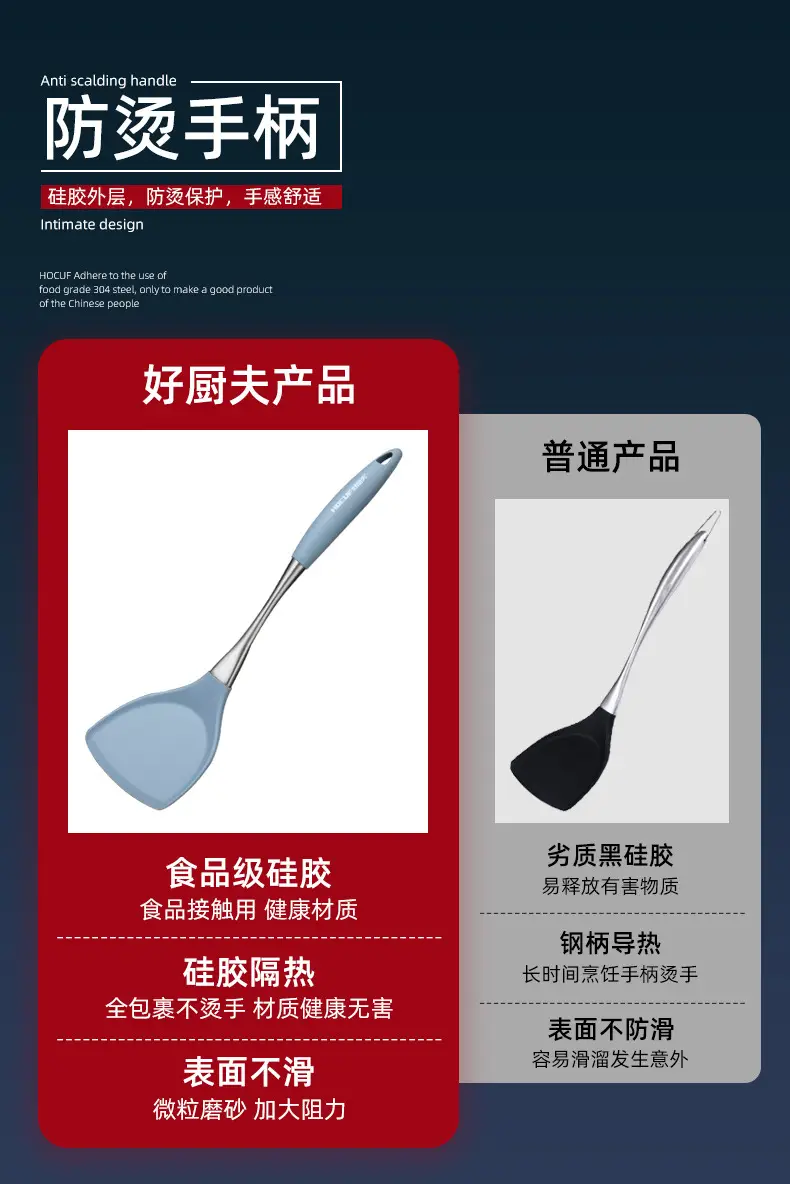 Silicone Spatula Set for Non-Stick Pans, High-Temperature Resistant Soup Spoon, Stainless Steel Cooking Spatula, Spoon, Silicone Pancake Spatula — feature 15