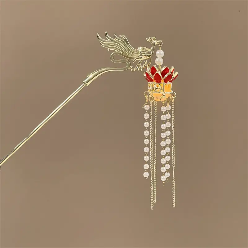 Glowing Antique Hairpin with Pearl Tassel & Light - Image 22