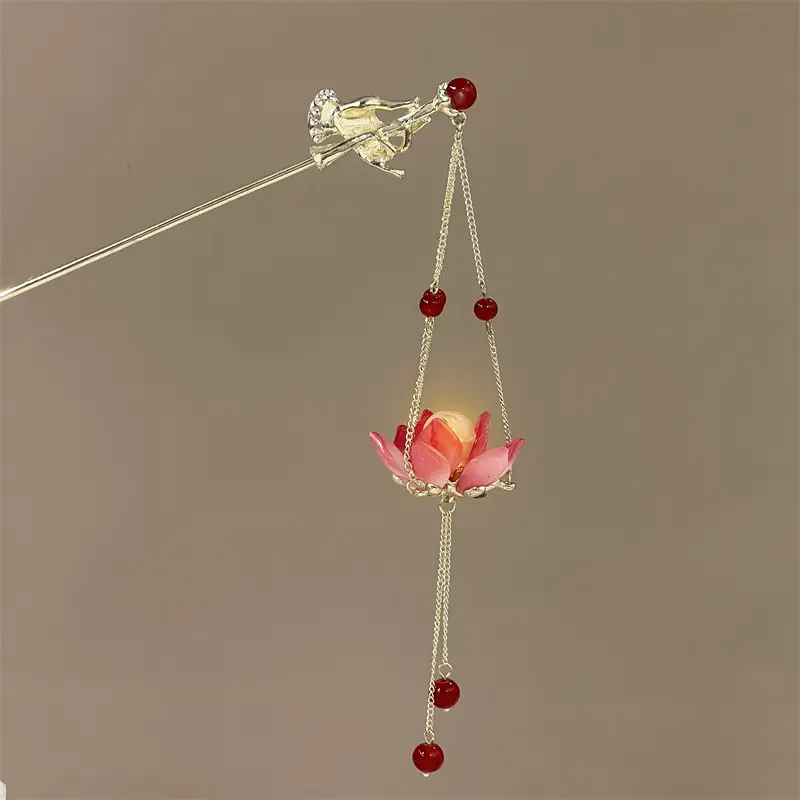 Glowing Antique Hairpin with Pearl Tassel & Light - Image 25