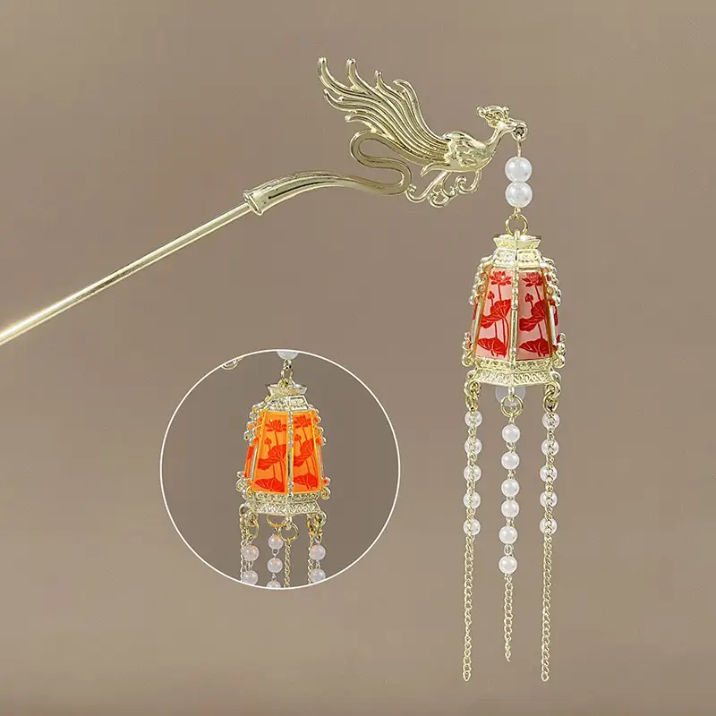 Glowing Antique Hairpin with Pearl Tassel & Light - Image 37