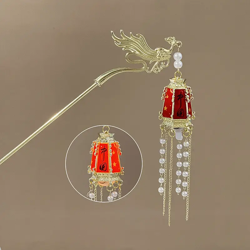 Glowing Antique Hairpin with Pearl Tassel & Light - Image 39