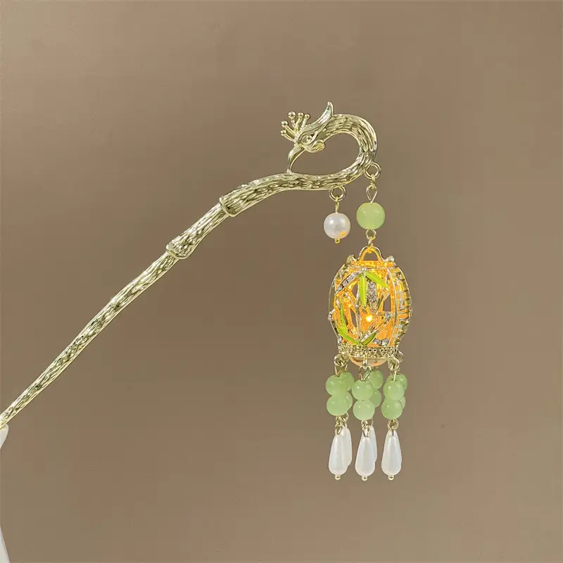 Glowing Antique Hairpin with Pearl Tassel & Light - Image 43